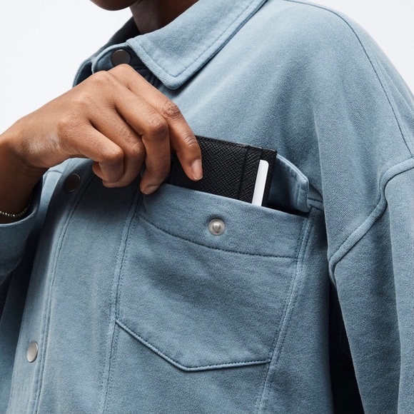 Fabletics Lara Jacket Blue Snap Button Athleisure Casual Women's Size Lg - Picture 3 of 7